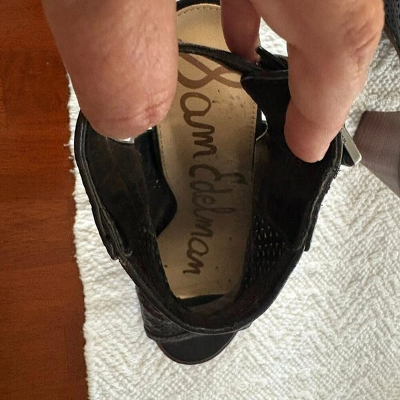 Sam Edelman Black Henri Peek A Boo Open Toe Black Heel Shoes Size 8.5M - Picture 8 of 12